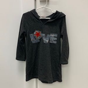 Random Hearts girls charcoal camo love hoodie dress - size 5